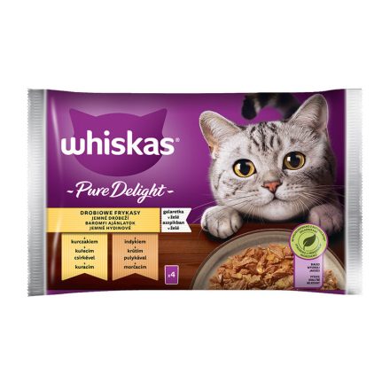 WHISKAS CAT POUCH ASZP PURE DELIGHT 4X85G CSIRKE-PULYK