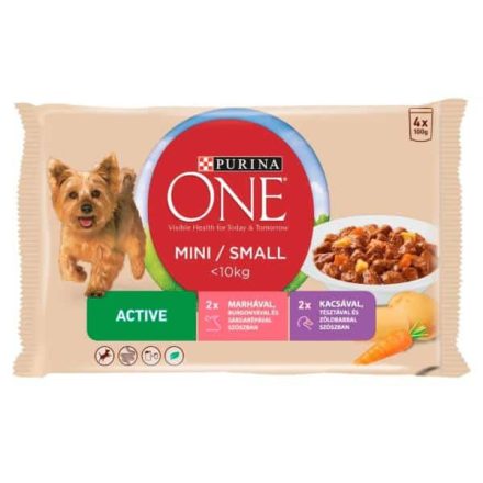 PURINA ONE MINI/SMALL Marhával és kacsával szószban 4x100g