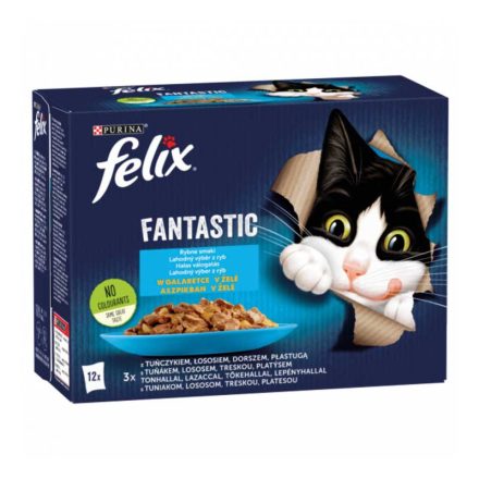 Felix Fantastic Halas Válogatás aszpikban nedves macskaeledel 12 x 85g (1,02kg)