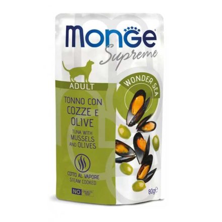 MONGE CAT TONHAL-ÉTI KAGYLÓ OLIVA 80G POUCH