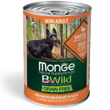 Monge Dog Bwild Gabonamentes eledel kacsával 400g