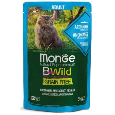 Monge Cat Bwild Szardella zöldségekkel szószban 85g