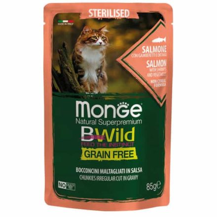 Monge Cat Bwild Lazac garnélával és zöldségekkel szószban 85g