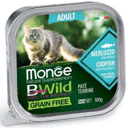 Monge Cat Bwild Pástétom - Tőkehal zöldségekkel 100g